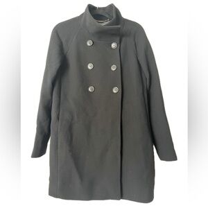 J. Crew Classic Black Pea Wool Coat